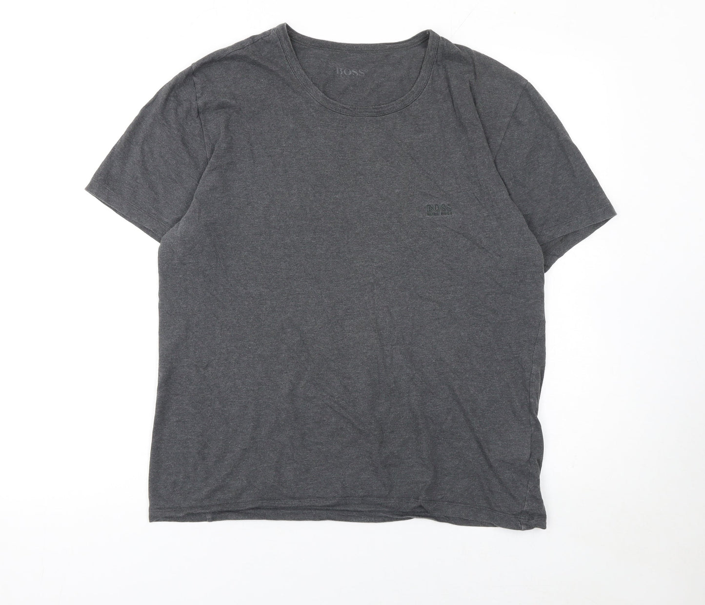 Hugo Boss Men's Grey Cotton Crew Neck Short Sleeve T-Shirt L