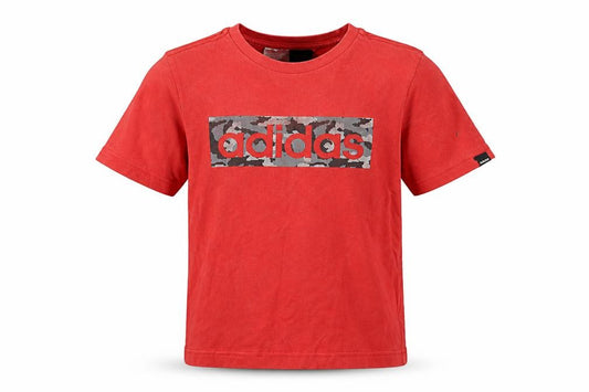 Adidas Boys Red Camouflage Logo T-Shirt 11-12 Years Short Sleeve Cotton