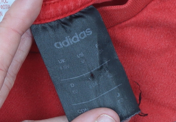 Adidas Boys Red Camouflage Logo T-Shirt 11-12 Years Short Sleeve Cotton