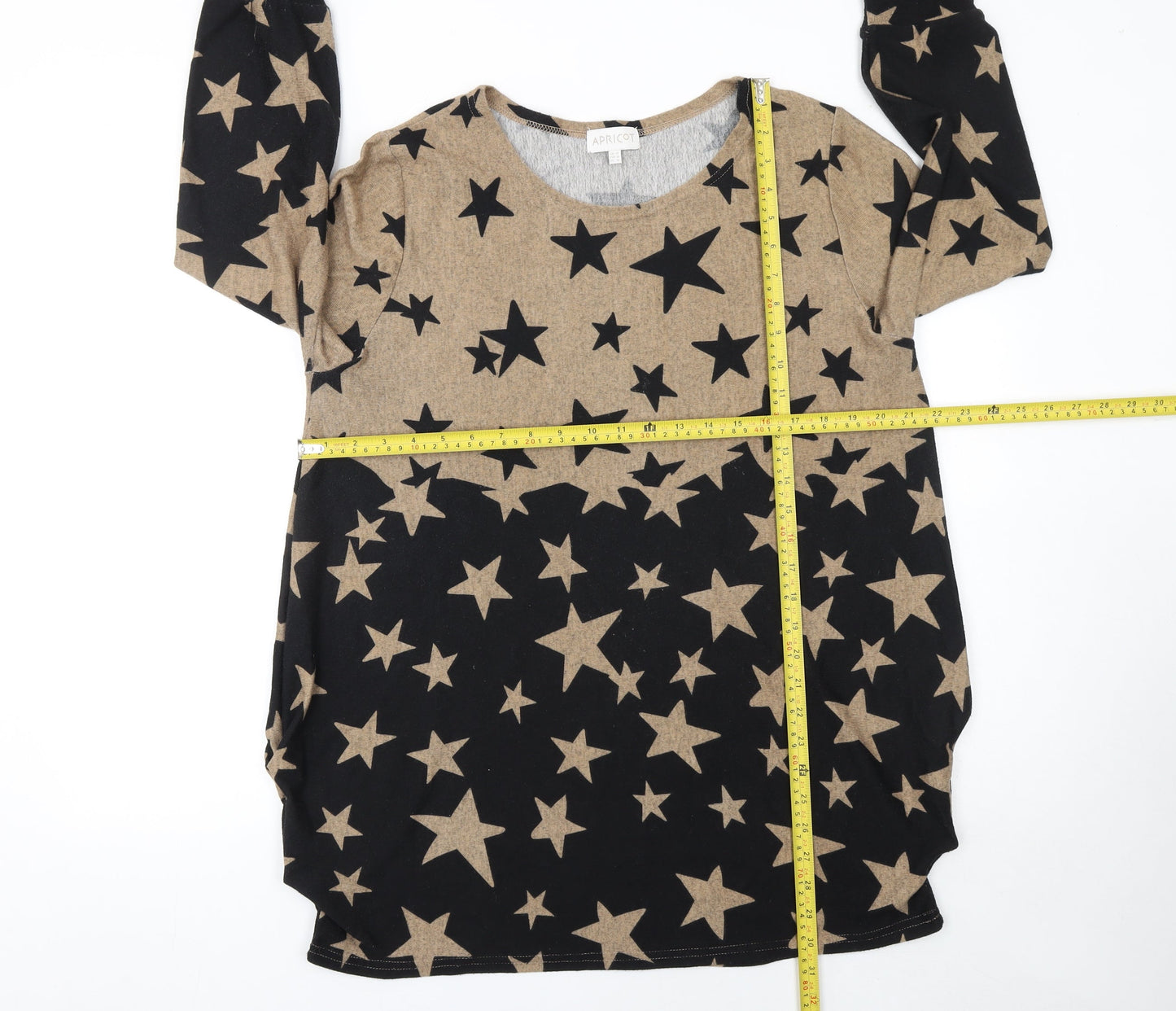 Apricot Women’s Black Star Print Long Sleeve Pullover Jumper Size 12