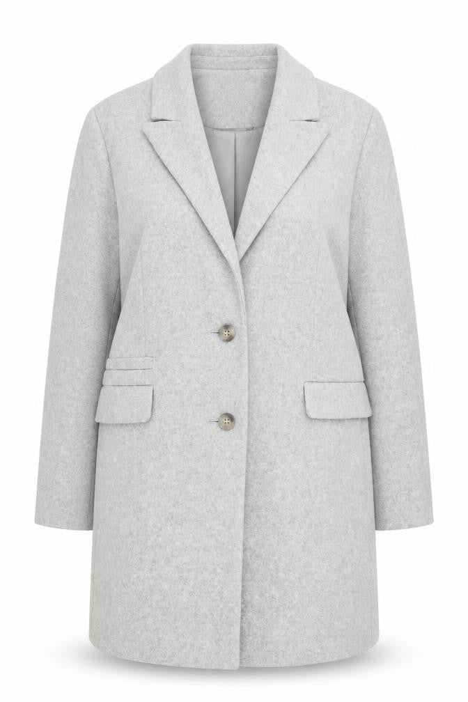 Primark Women Grey Mid-Length Polyester Overcoat Size 16