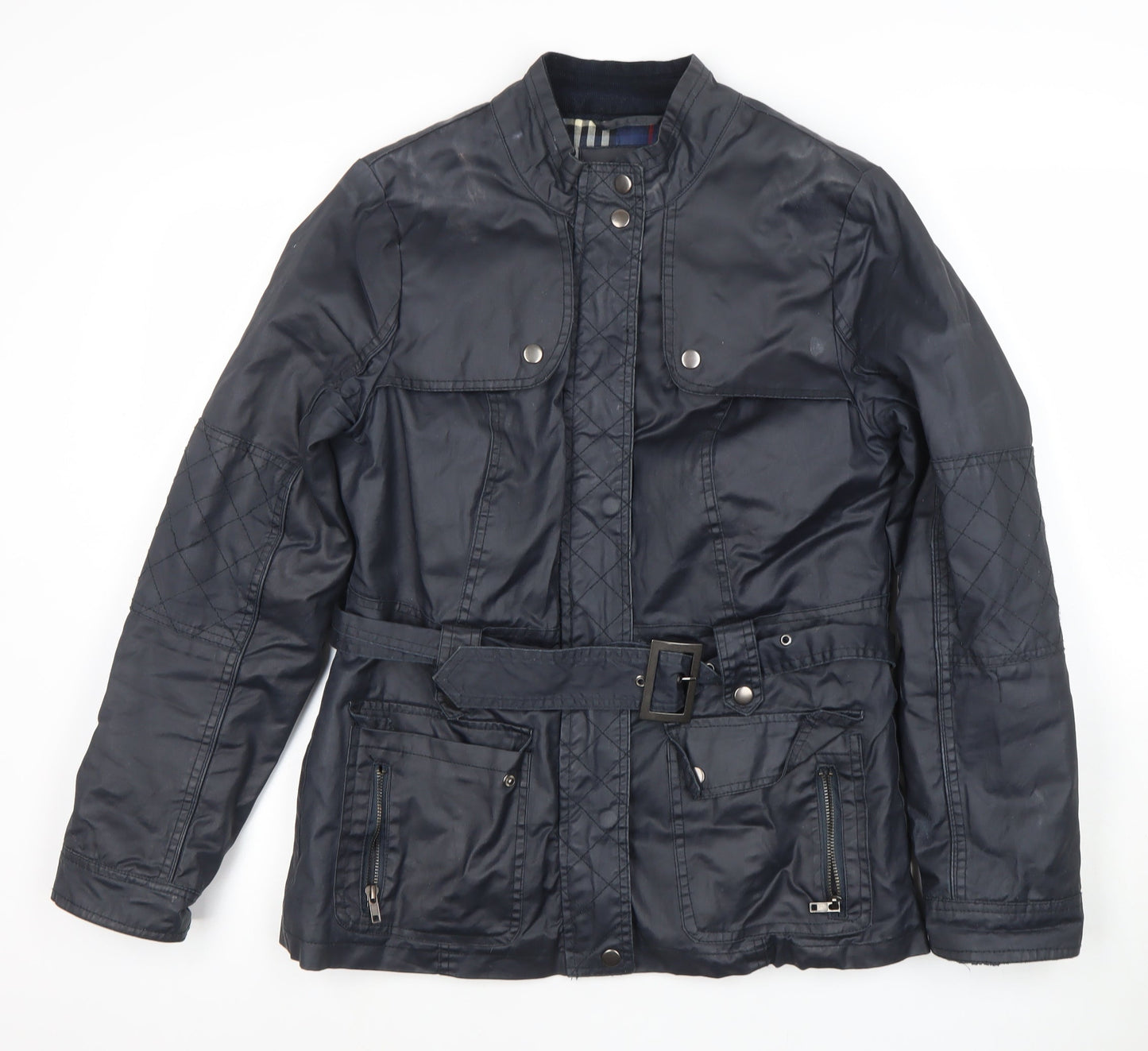 Duchamp Womens Blue Belted Biker Jacket Size 14