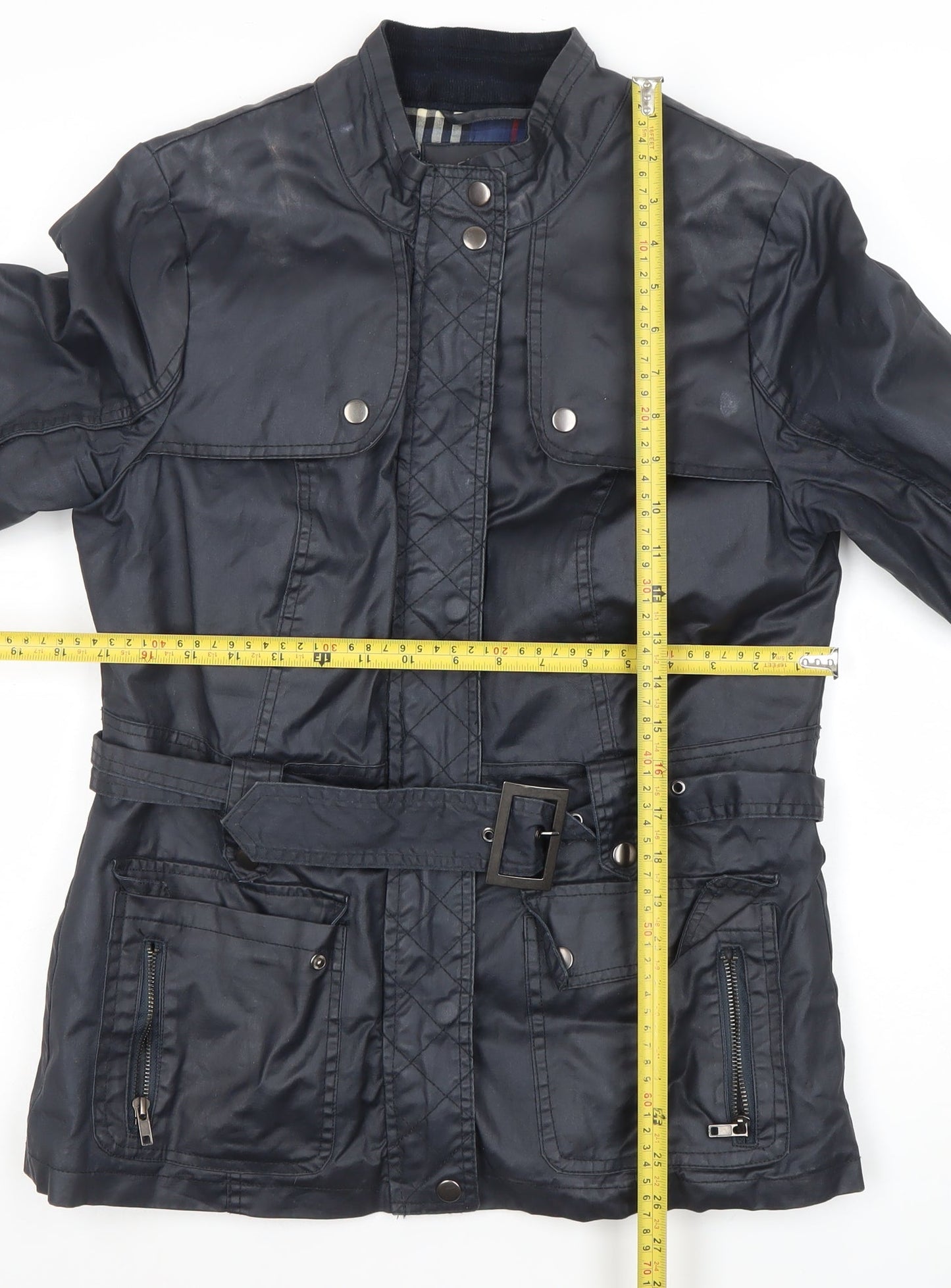 Duchamp Womens Blue Belted Biker Jacket Size 14