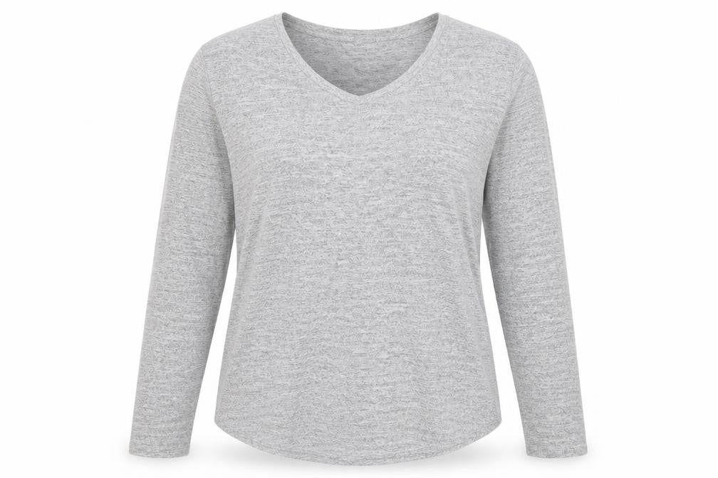 Gap Women’s Grey V-Neck Long Sleeve Basic Jersey T-Shirt Size S