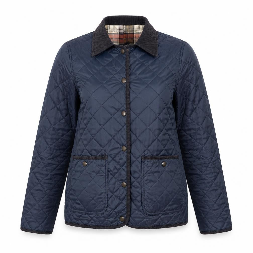 Topshop Women’s Blue Quilted Jacket UK 10 Classic Mid-Length Coat