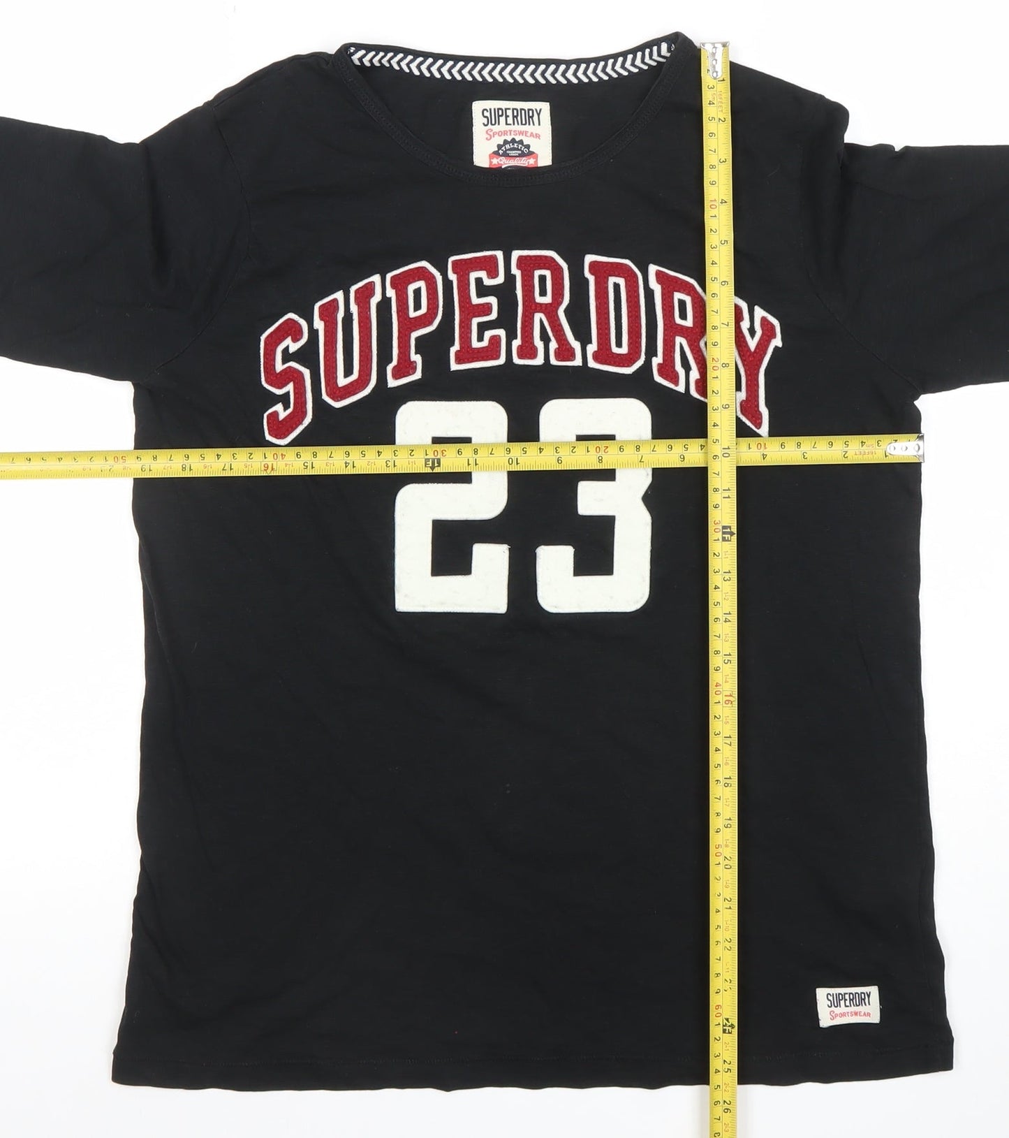 Superdry Women’s Black Cotton Varsity 3/4 Sleeve T-Shirt M