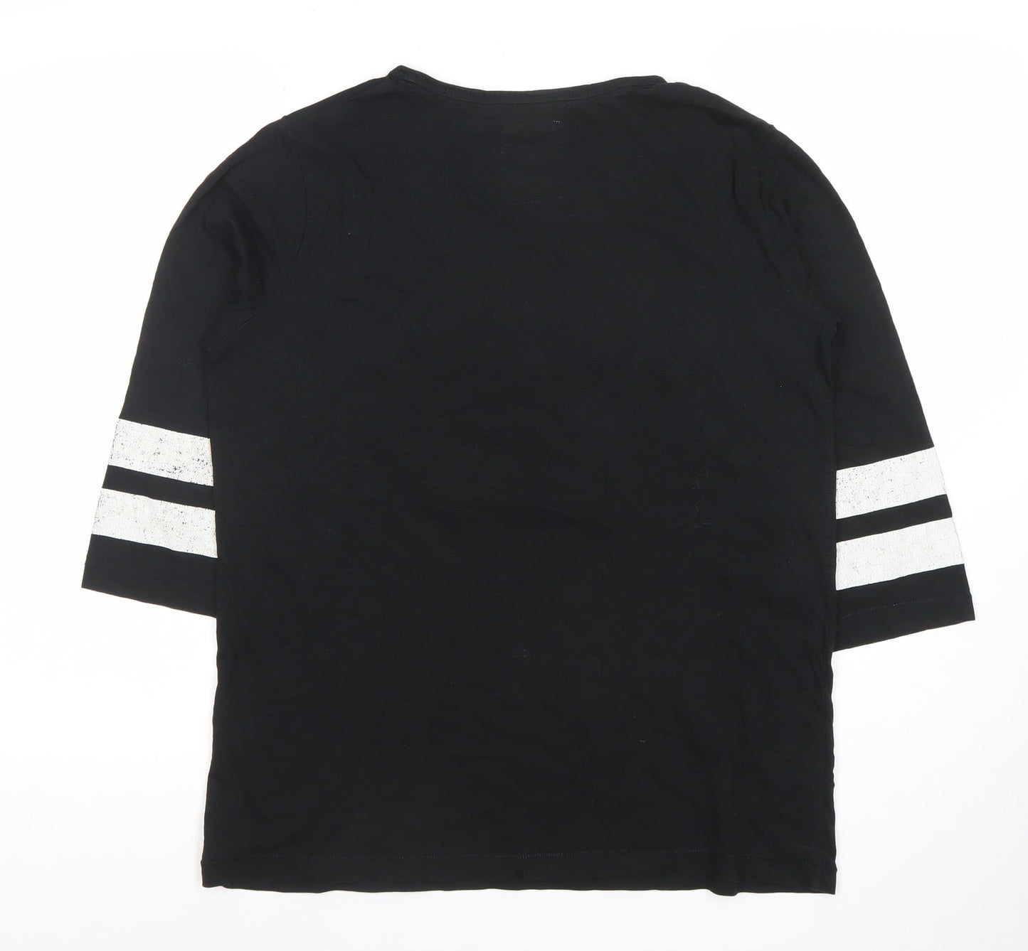 Superdry Women’s Black Cotton Varsity 3/4 Sleeve T-Shirt M