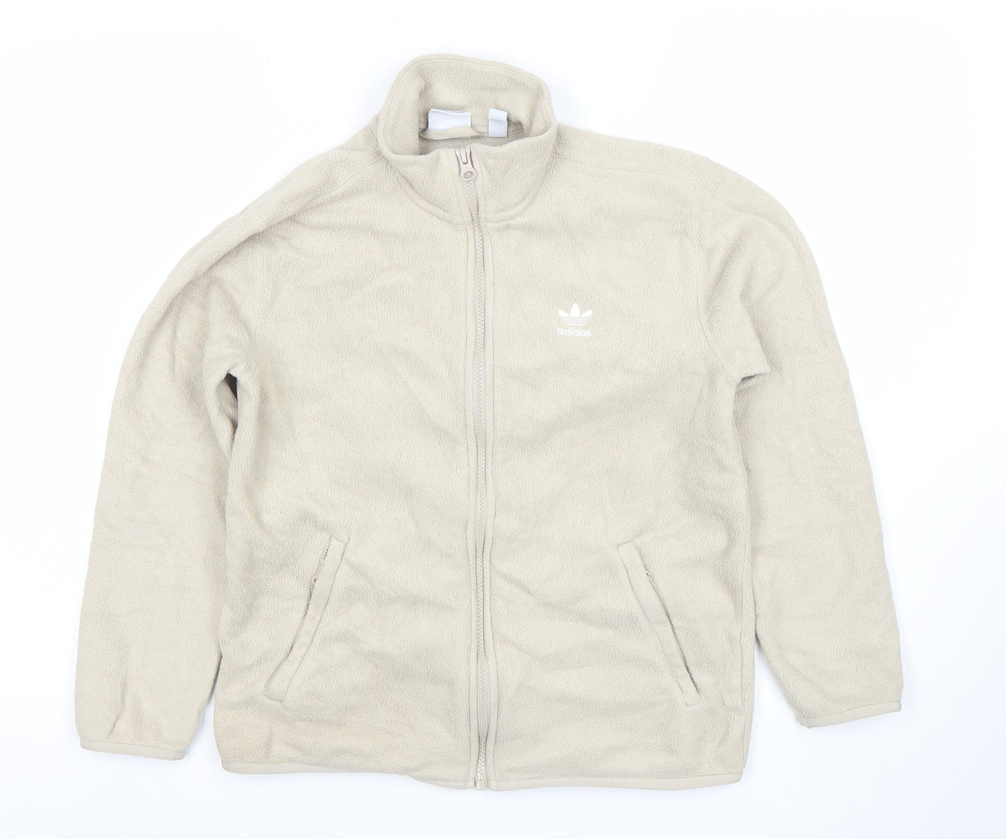 Adidas Womens Beige Fleece Full Zip Jacket Size S