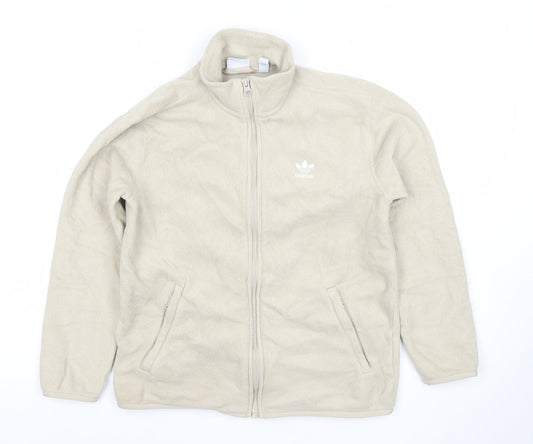 Adidas Womens Beige Fleece Full Zip Jacket Size S