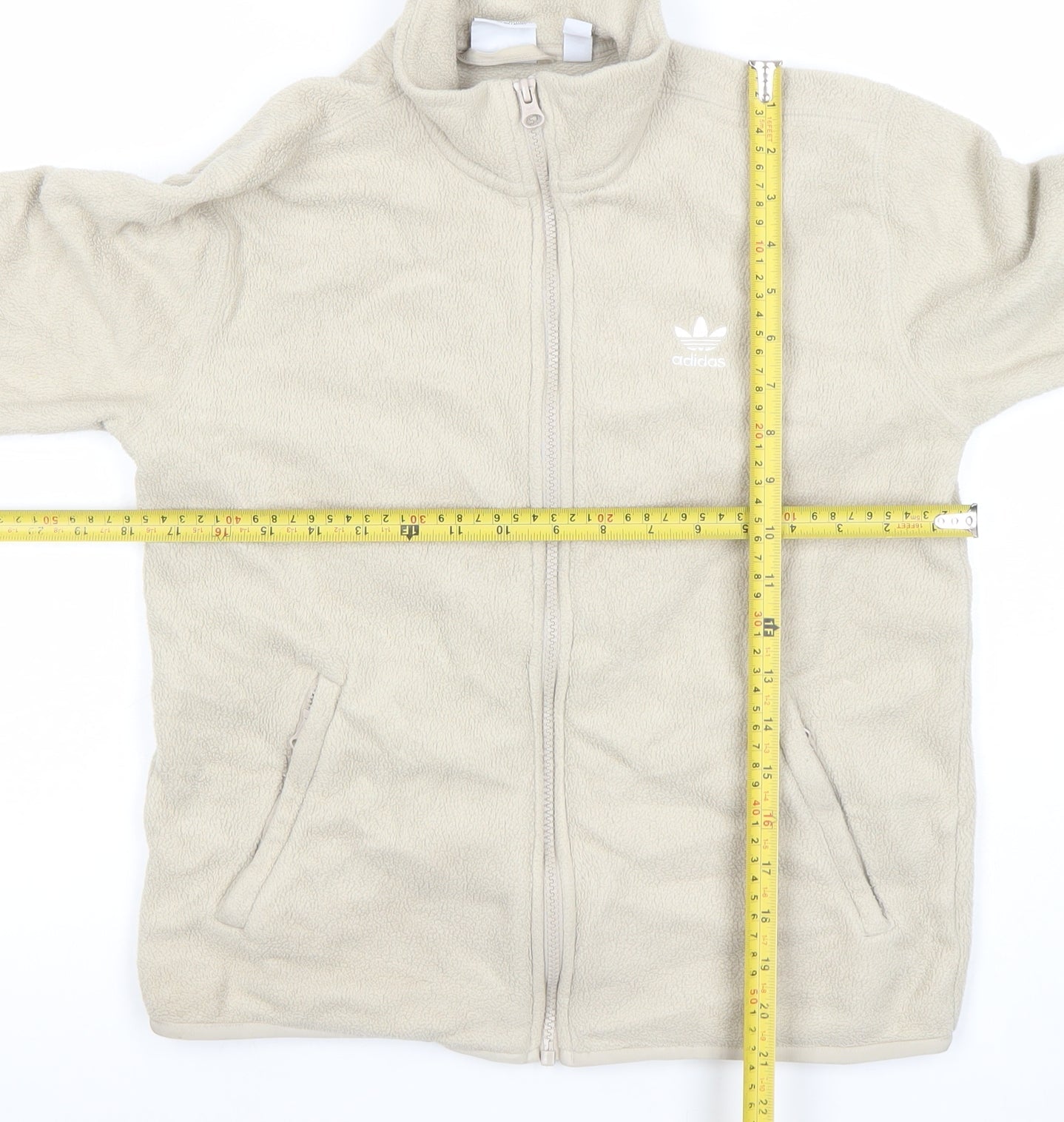 Adidas Womens Beige Fleece Full Zip Jacket Size S