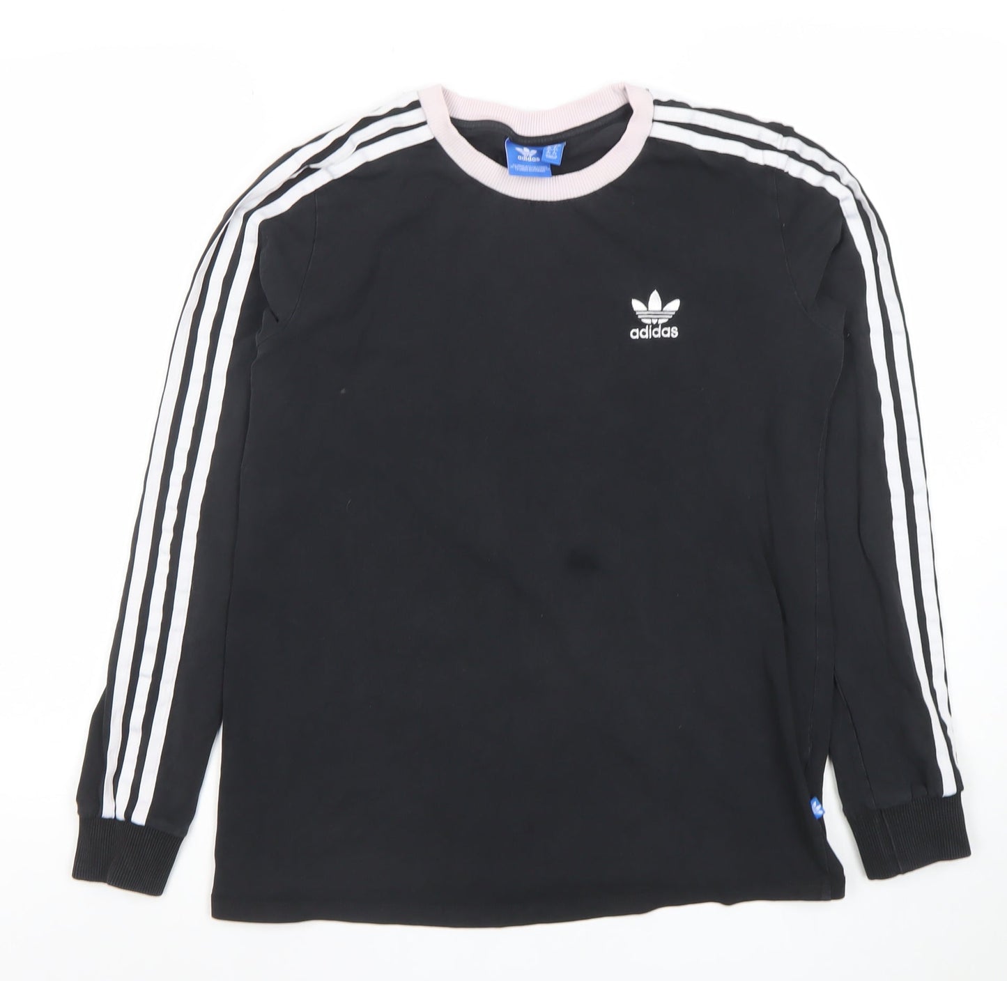 Adidas Womens Black Long Sleeve Basic Crew Neck T-Shirt Size 14