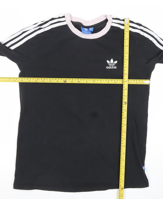 Adidas Womens Black Long Sleeve Basic Crew Neck T-Shirt Size 14