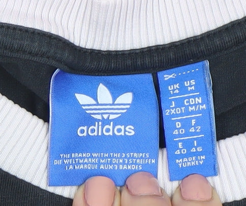 Adidas Womens Black Long Sleeve Basic Crew Neck T-Shirt Size 14