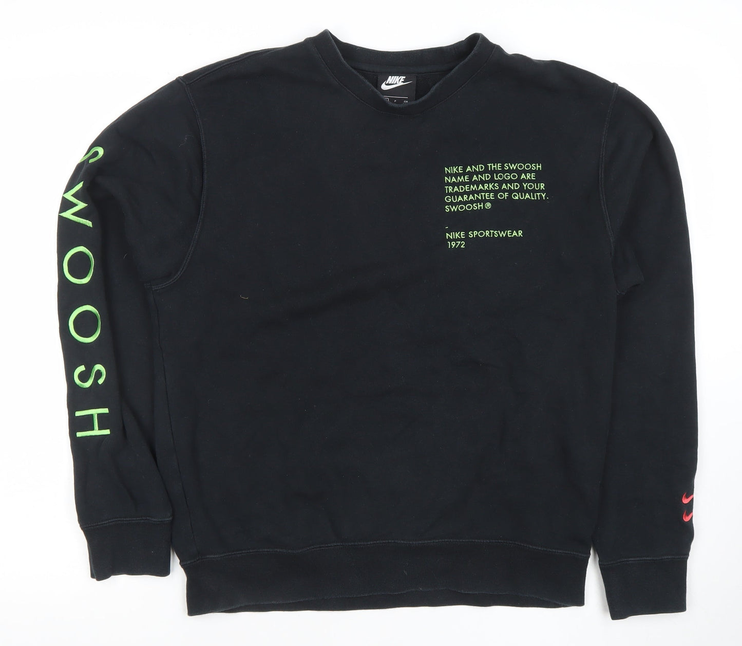 Nike Men's Black Small Pullover Crew Neck Sweatshirt with Logo Embroidery