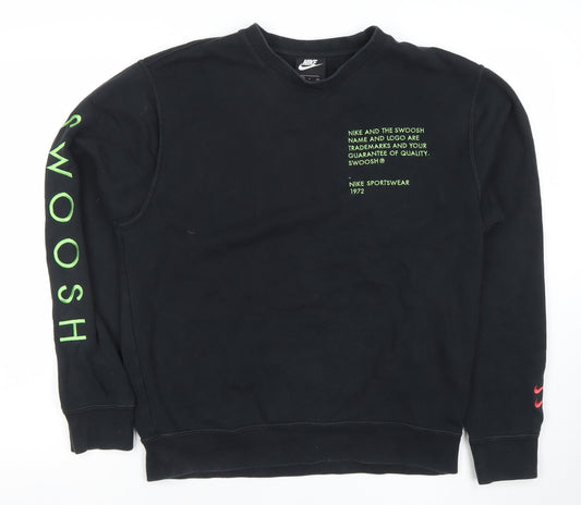 Nike Men's Black Small Pullover Crew Neck Sweatshirt with Logo Embroidery