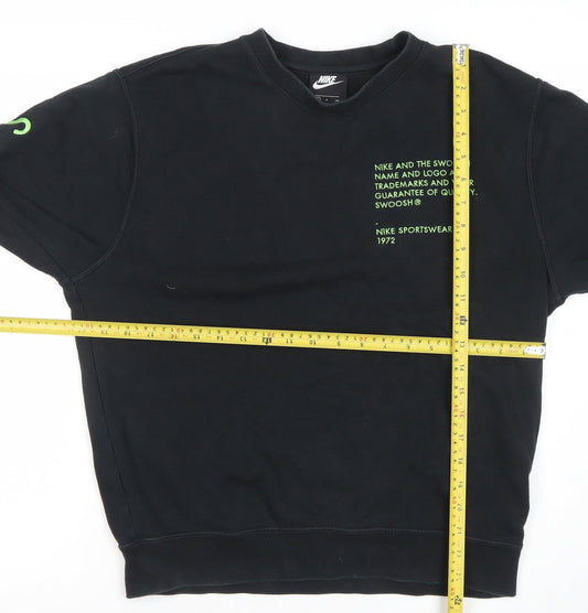 Nike Men's Black Small Pullover Crew Neck Sweatshirt with Logo Embroidery