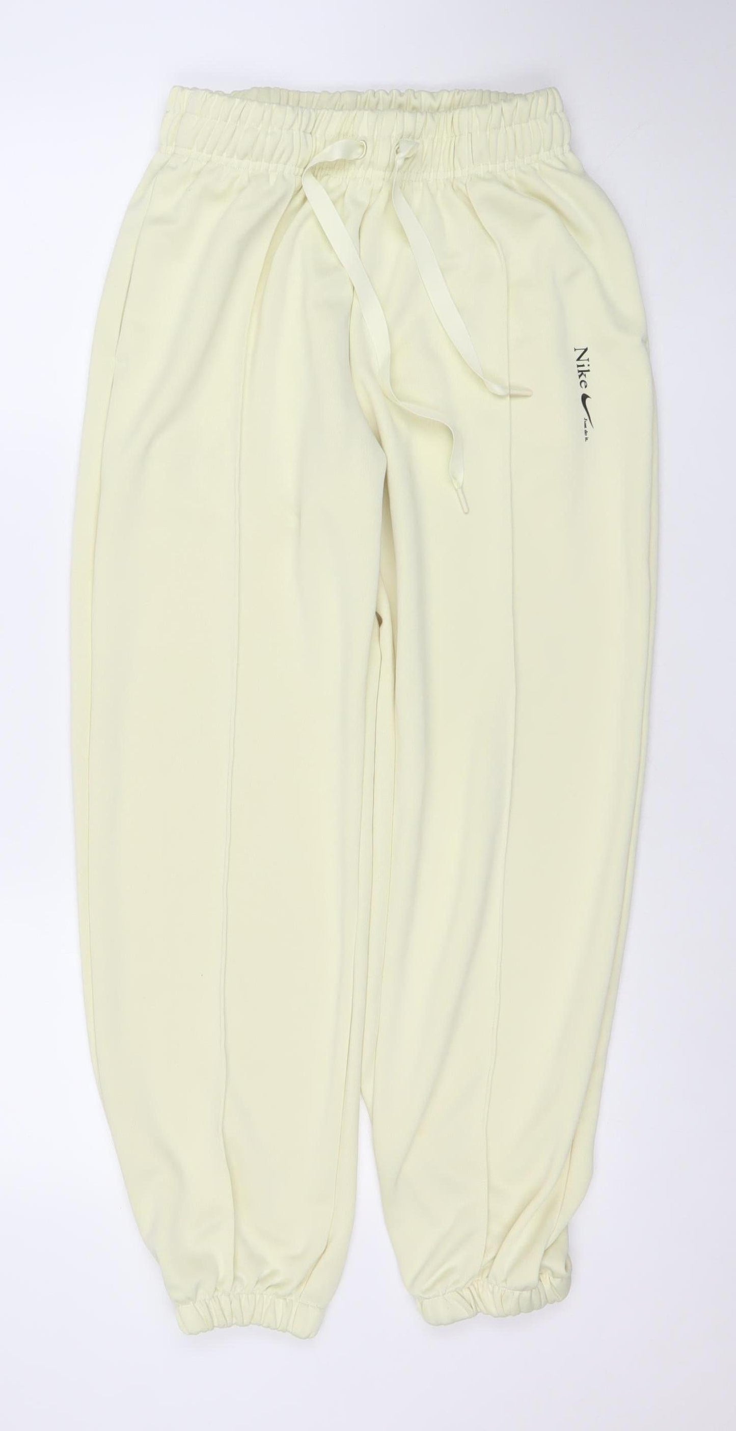 Nike Women Ivory Polyester Jogger Trousers Size S