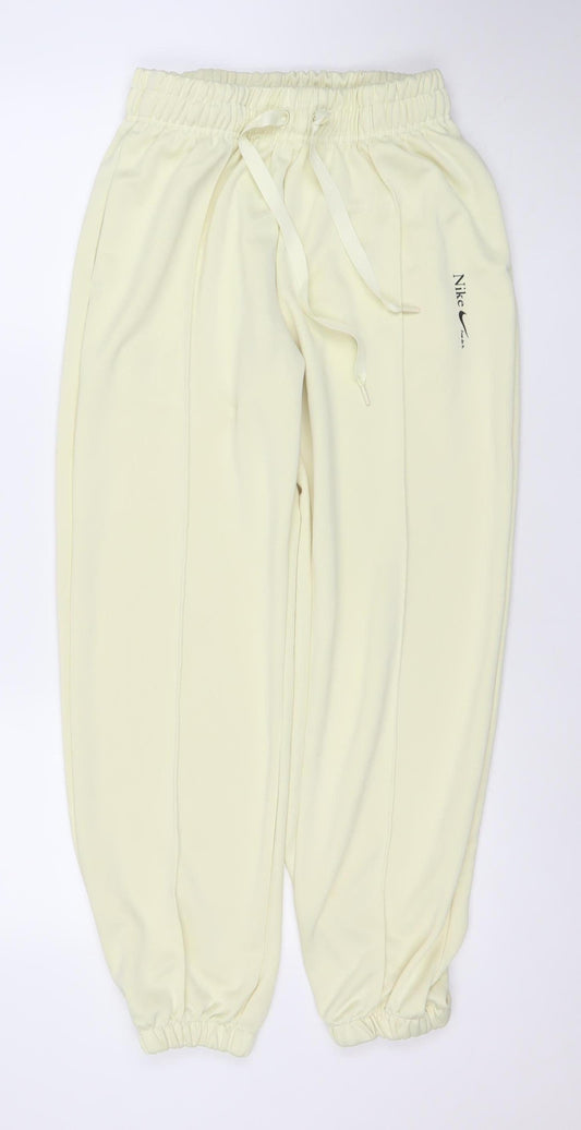 Nike Women Ivory Polyester Jogger Trousers Size S