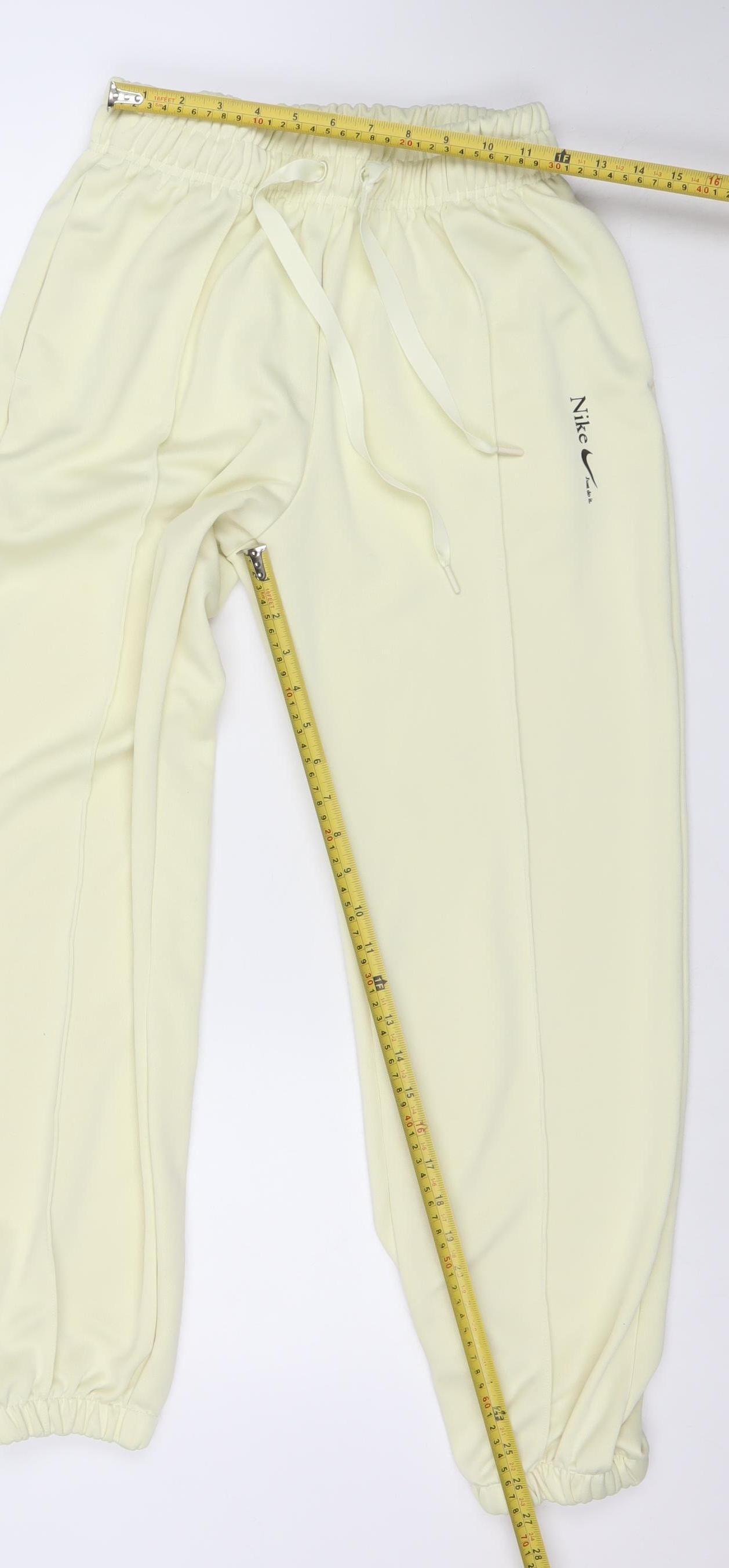 Nike Women Ivory Polyester Jogger Trousers Size S