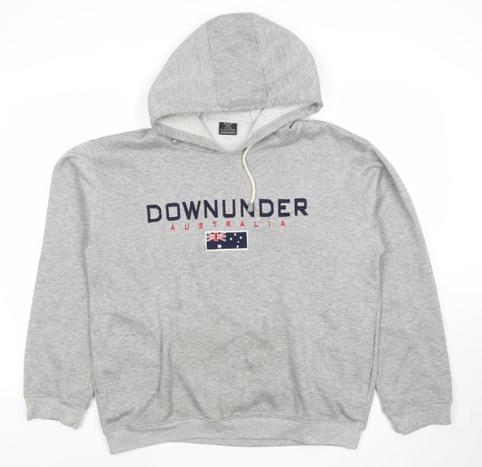 Samsousan Men's Grey Pullover Hoodie S Downunder Embroidered Sweatshirt