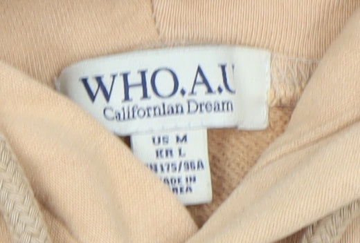 WHO.A.U Women's Beige Pullover Hoodie Medium Californian Dream Style