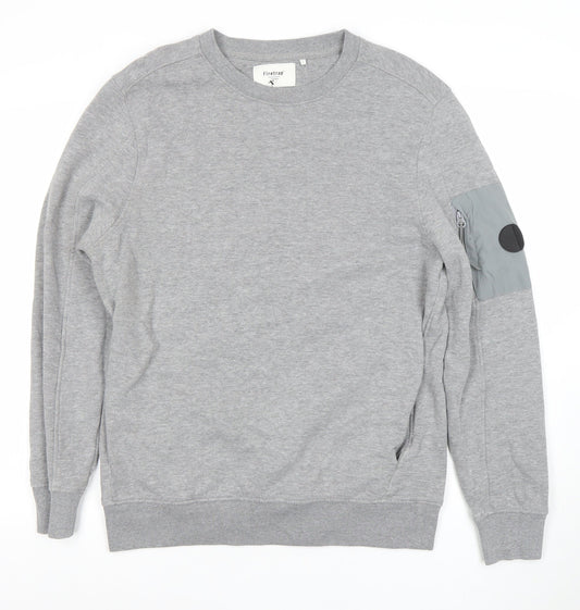 Mens UK L Regular Firetrap Grey Pullover Sweatshirt