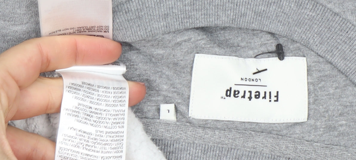 Mens UK L Regular Firetrap Grey Pullover Sweatshirt