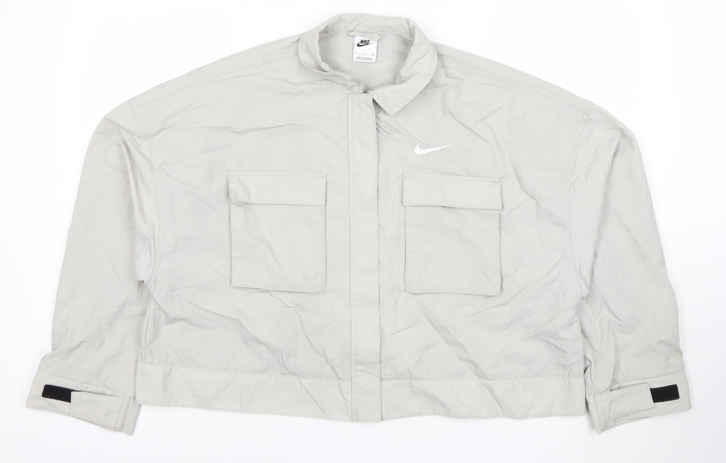 Nike Women Grey Lightweight Cropped Windbreaker Jacket S