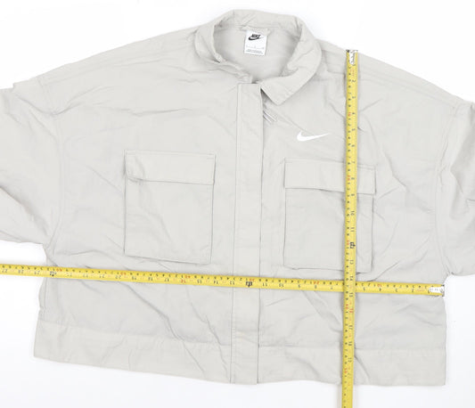 Nike Women Grey Lightweight Cropped Windbreaker Jacket S
