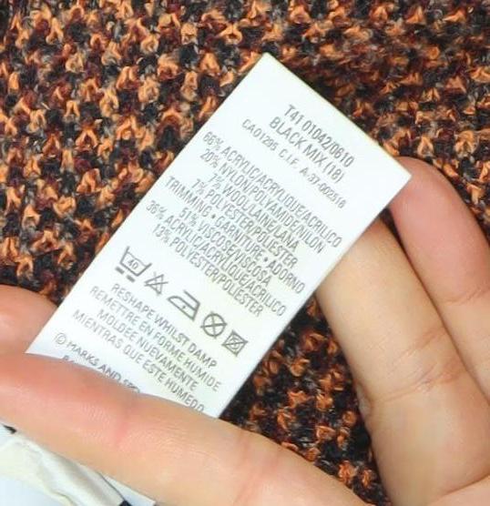 Marks and Spencer Women's Brown Check Wool Blend Blazer Jacket Size 18