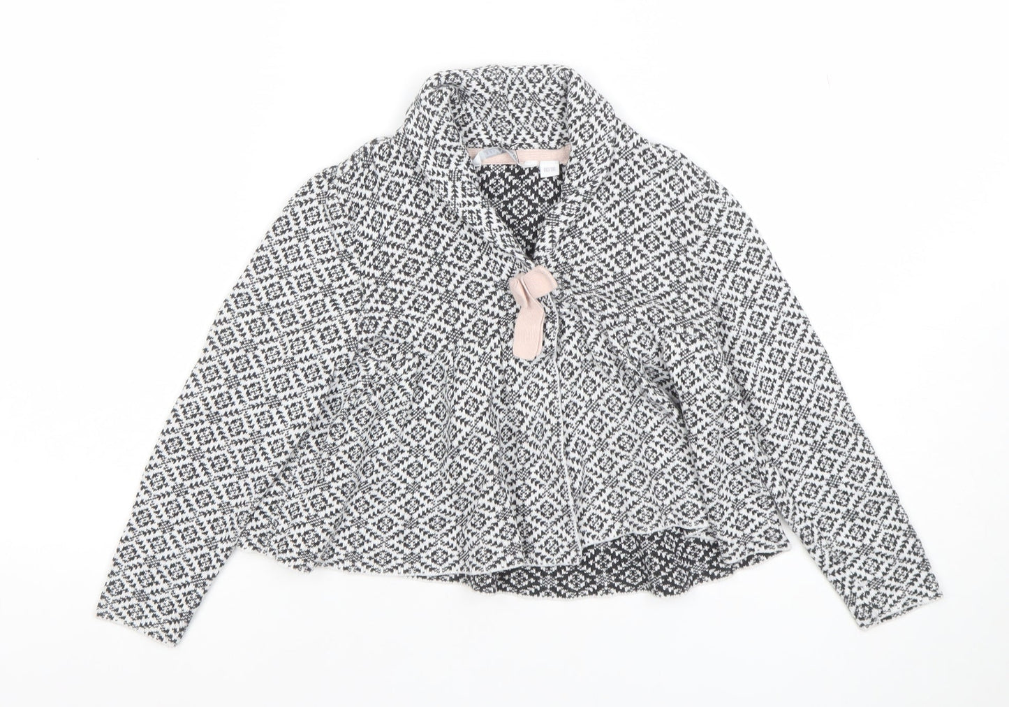 MyWear Girls Black Knit Geometric Tie Jacket 5-6 Years Lined Winter Cotton Blend