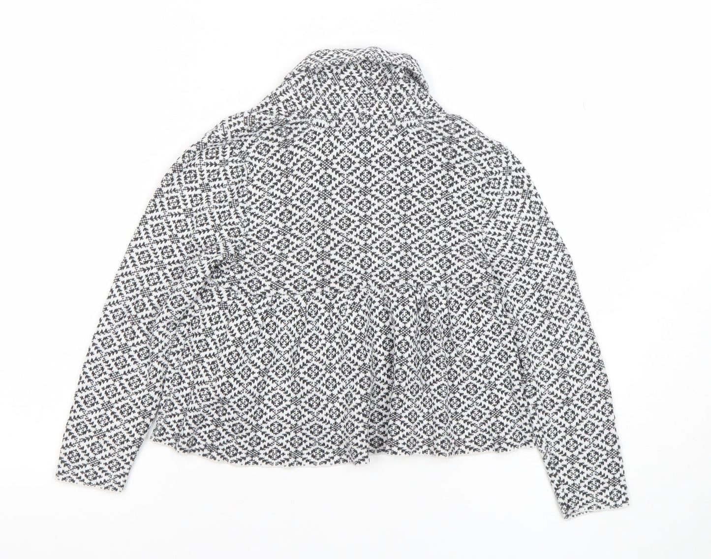 MyWear Girls Black Knit Geometric Tie Jacket 5-6 Years Lined Winter Cotton Blend