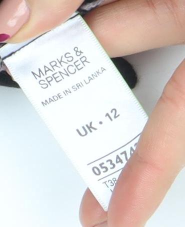 Marks and Spencer Womens Black Size 12 Striped Tunic Jumper