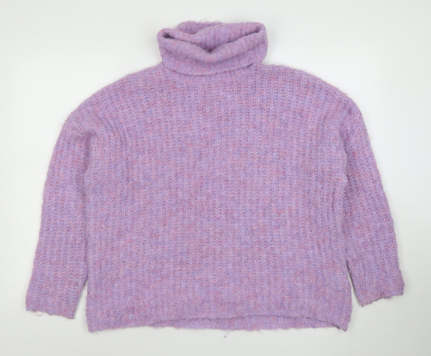 Culture Women's Purple Mohair Blend Roll Neck Jumper Size S