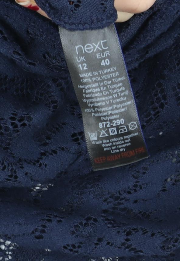 Next Womens Blue Lace 3/4 Sleeve Tunic Blouse Size 12