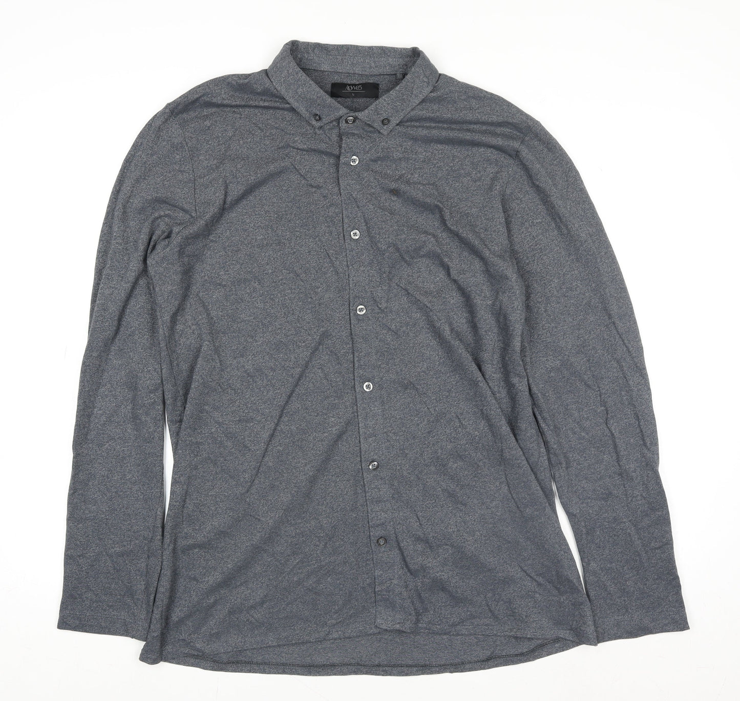 A&W85 Mens Grey Long Sleeve Polo Shirt Size L Cotton Blend