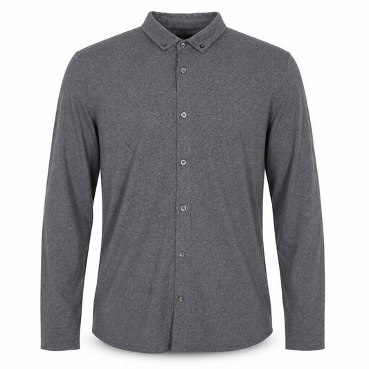 A&W85 Mens Grey Long Sleeve Polo Shirt Size L Cotton Blend