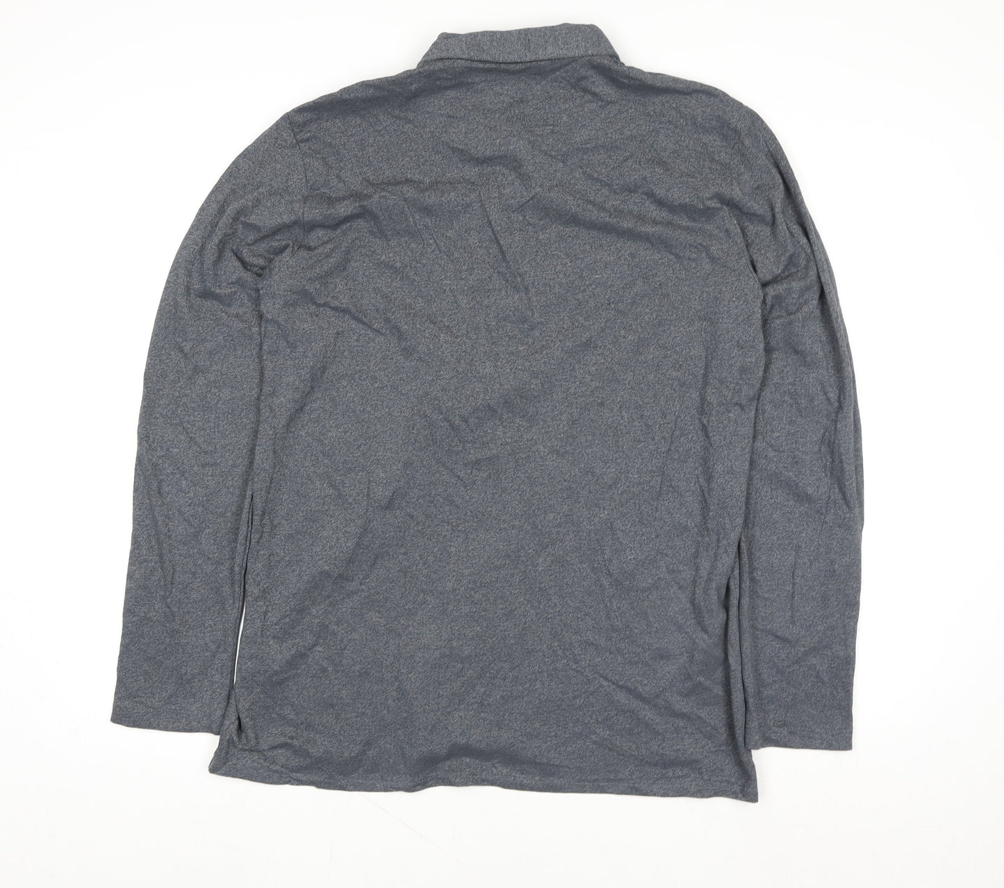 A&W85 Mens Grey Long Sleeve Polo Shirt Size L Cotton Blend