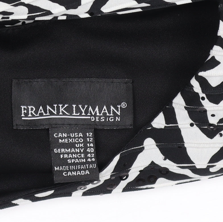Frank Lyman Women’s Black Geometric Sheath Dress Size 14