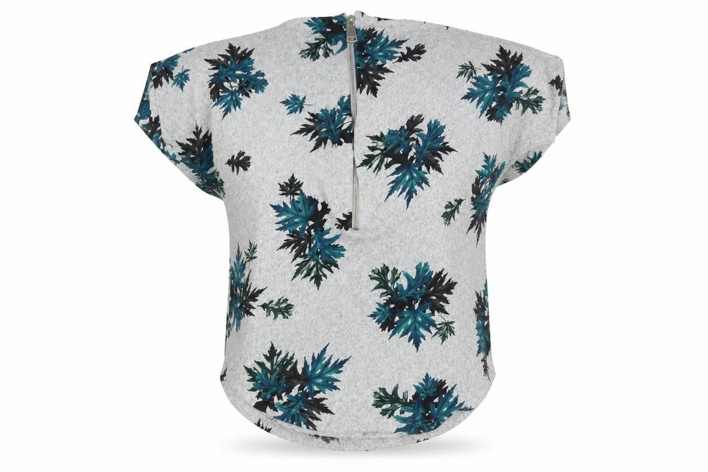 Apricot Womens Grey Floral Zip Back Short Sleeve Blouse M