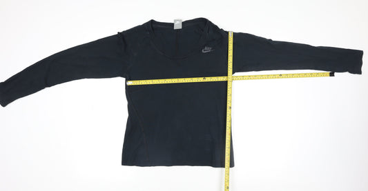 Nike Women's Black Long Sleeve Cotton Crew Neck Top M