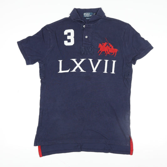 Ralph Lauren Men's Blue Custom Fit Polo Shirt Size S Embroidered Logo