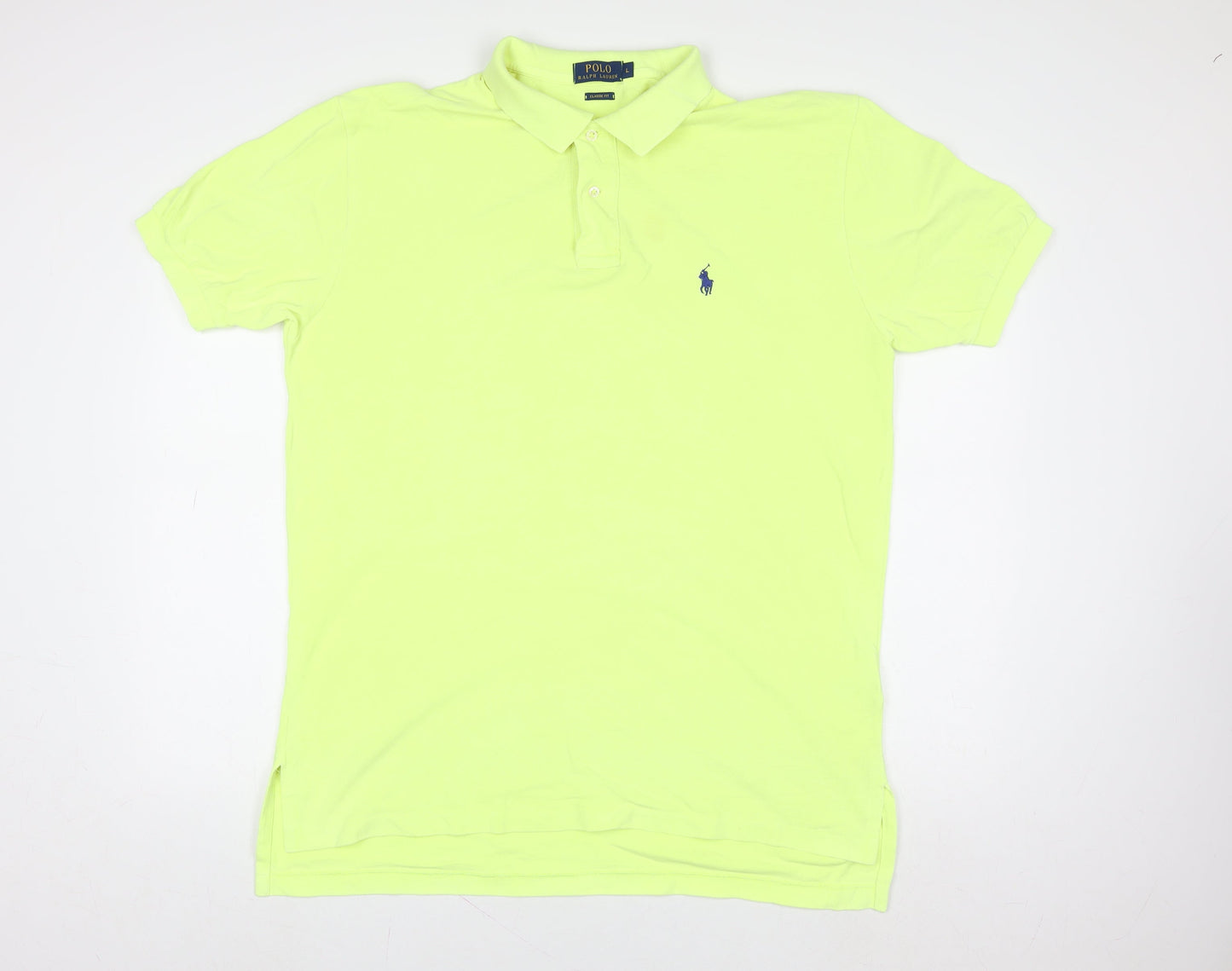 Ralph Lauren Men's Yellow Classic Fit Polo Shirt L Cotton