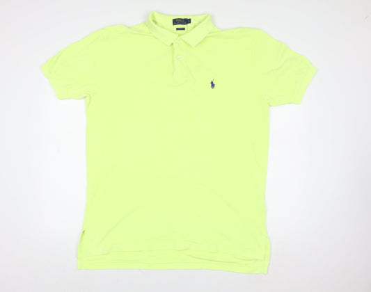 Ralph Lauren Men's Yellow Classic Fit Polo Shirt L Cotton
