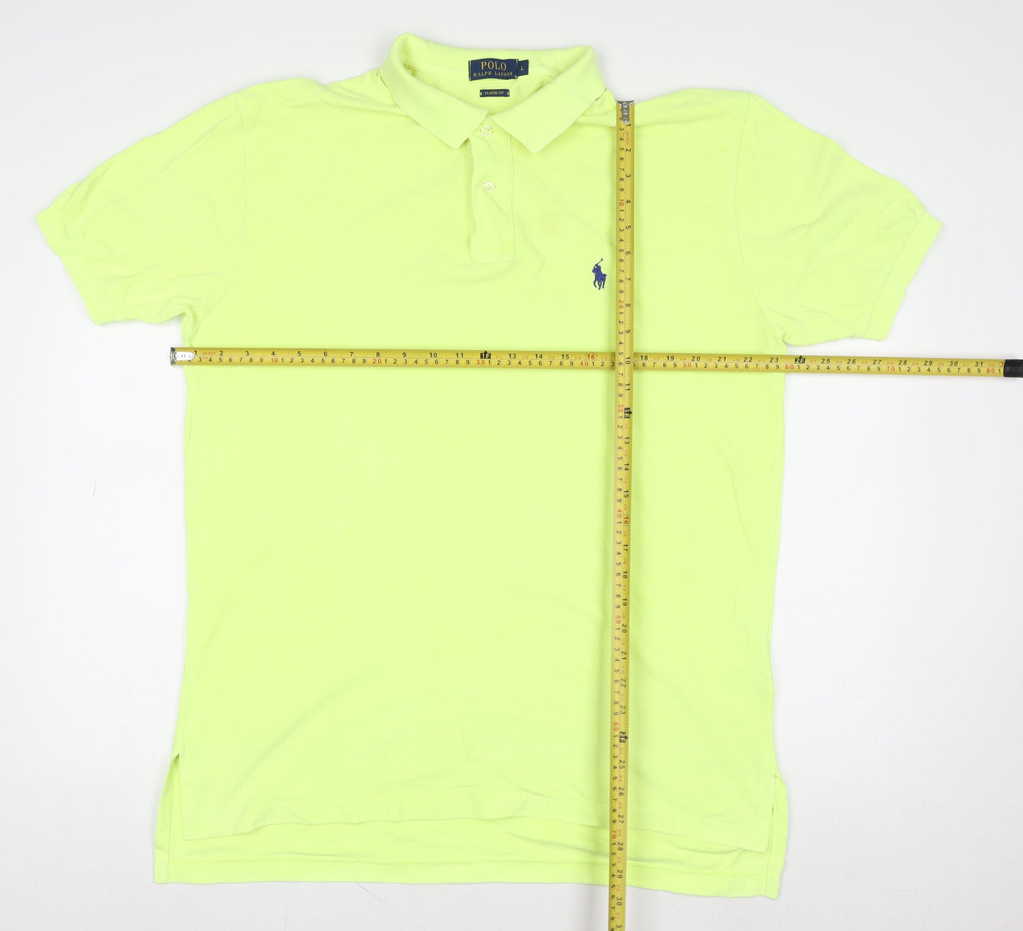 Ralph Lauren Men's Yellow Classic Fit Polo Shirt L Cotton