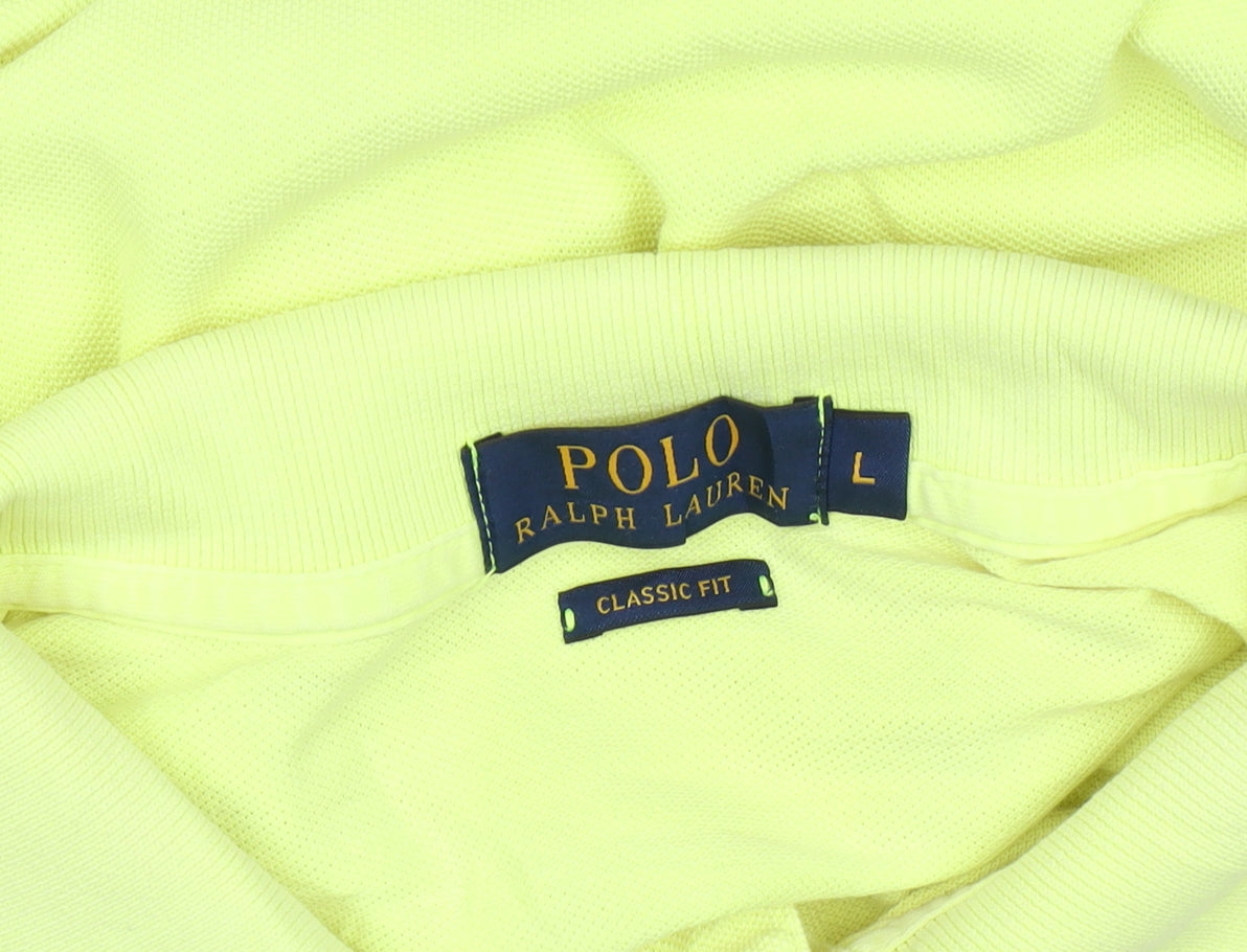 Ralph Lauren Men's Yellow Classic Fit Polo Shirt L Cotton