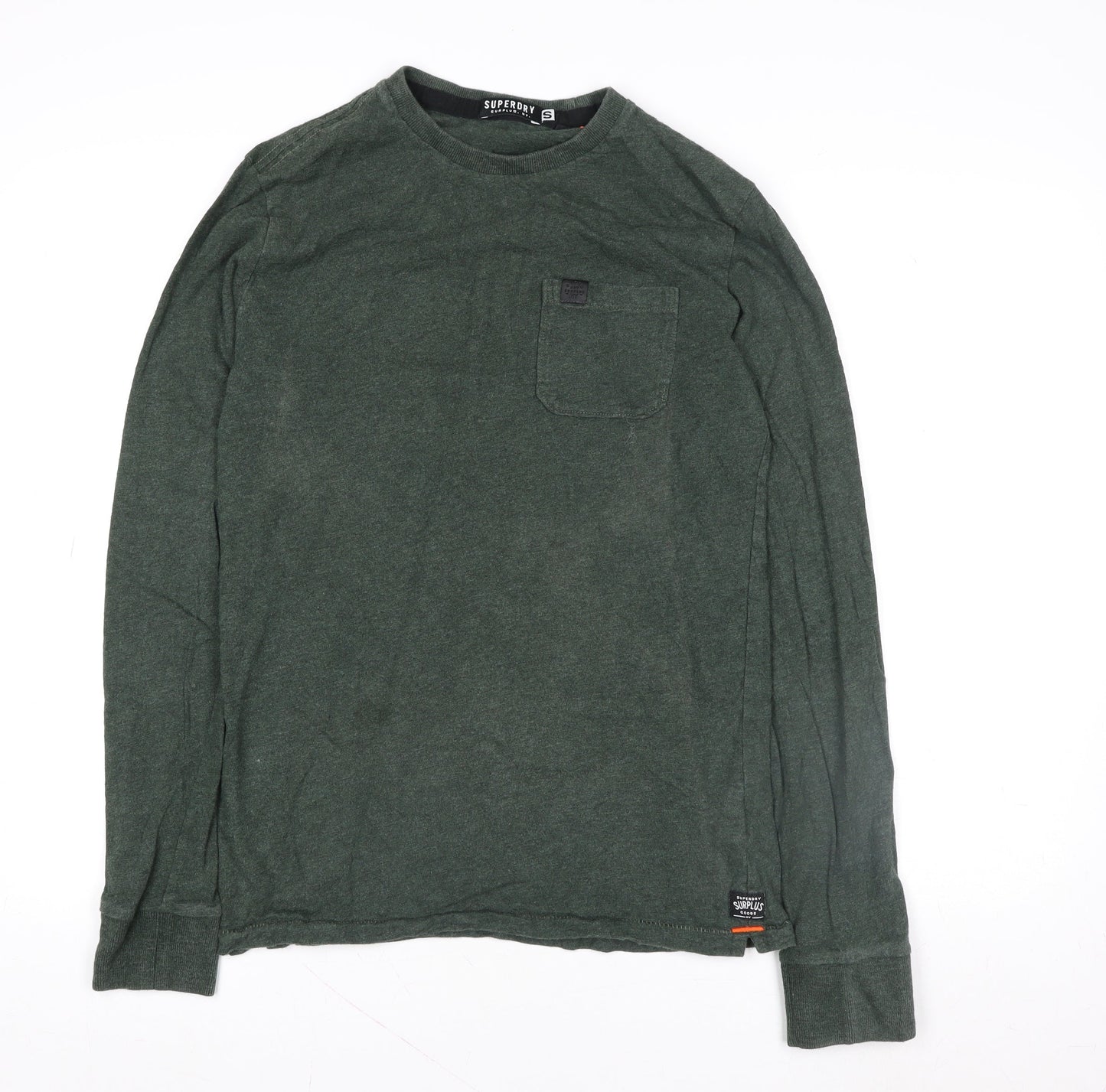 Superdry Men’s Green Small Long Sleeve Cotton Casual Top