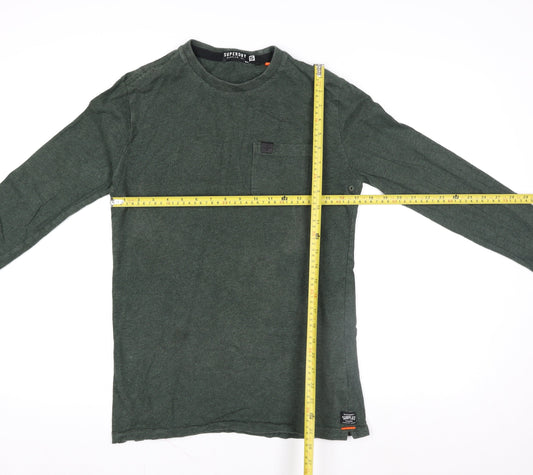 Superdry Men’s Green Small Long Sleeve Cotton Casual Top