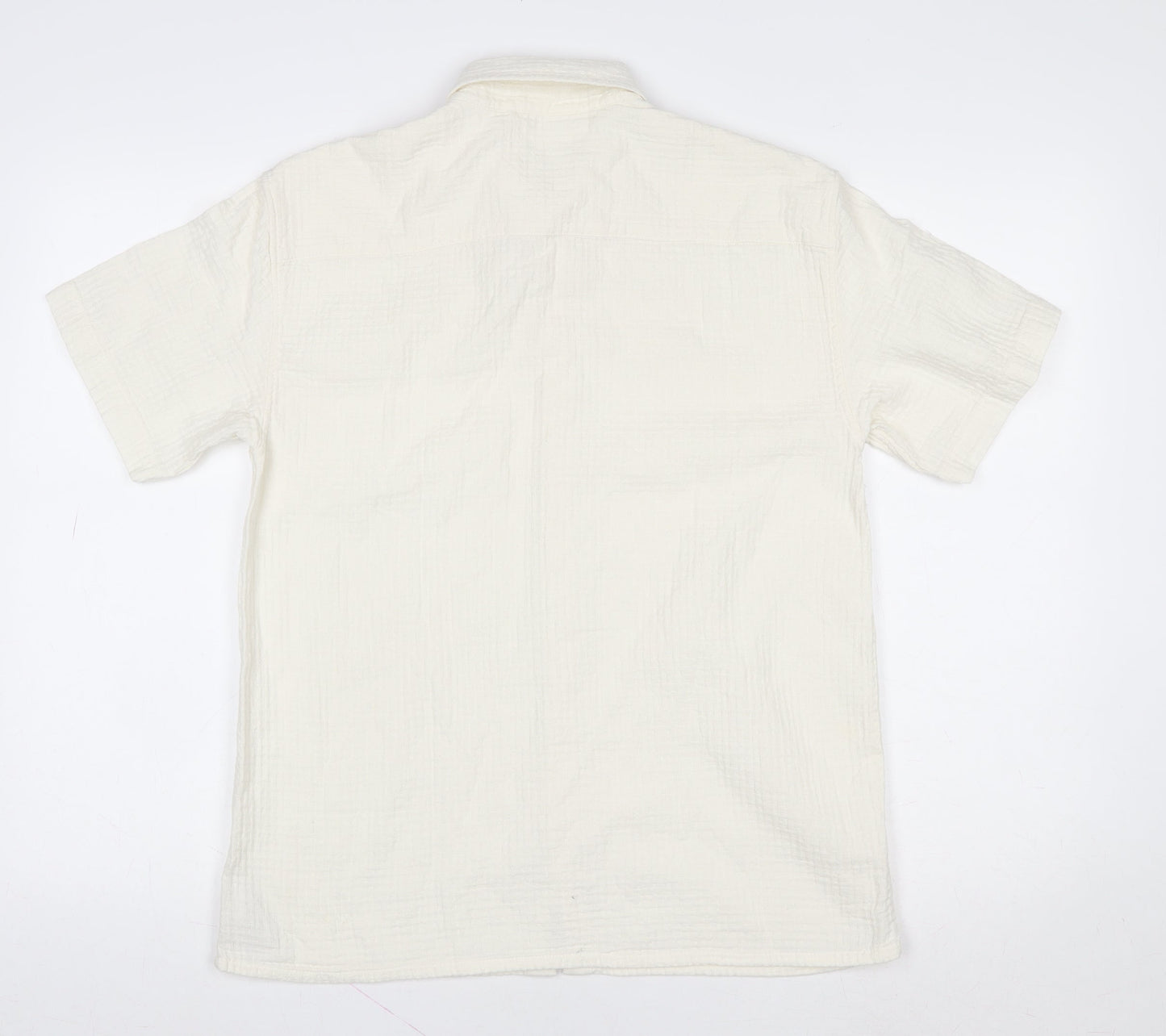 Next Boys Ivory Short Sleeve Button-Up Shirt 14 Years 100% Cotton