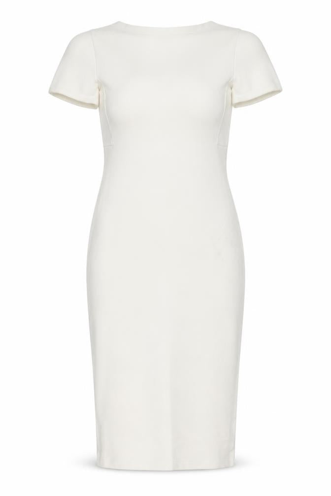 Zara Women Ivory Off Shoulder Bodycon Midi Dress Size 12